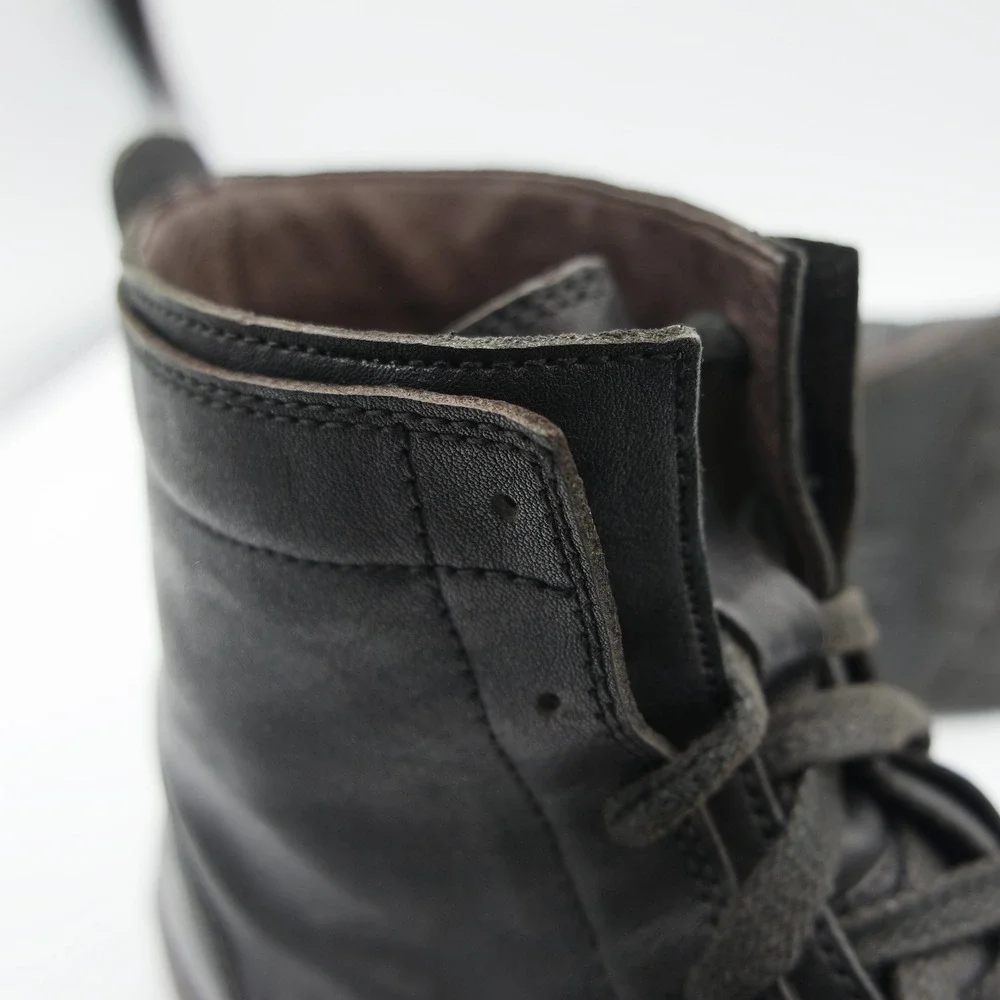 John Varvatos USA Mens Black Leather Lace Up Ankle Boots Made in USA Size 10M